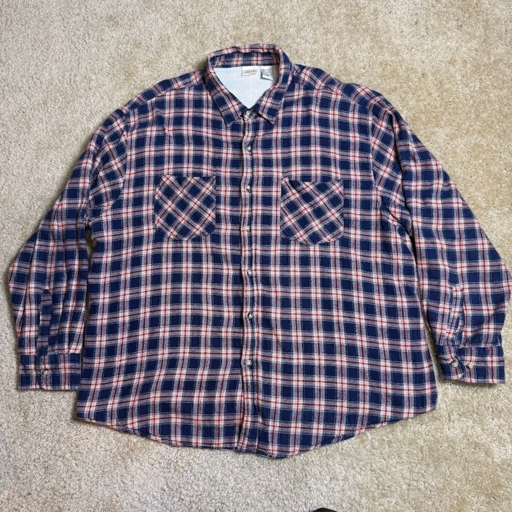 VTG Falls Creek Flannel Shirt Men XXL Blue Red Plaid Thermal Lined Workwear